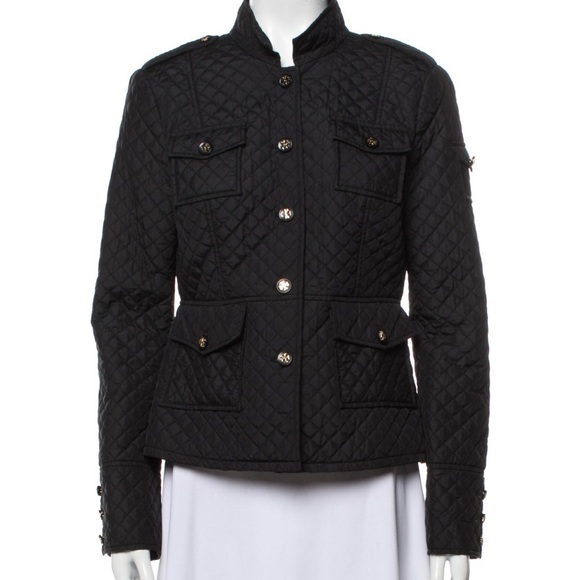 NWOT Tory Burch Black Quilted Jacket w/ Gold “T” Buttons Size 0 - PRISTINE - Picture 7 of 13